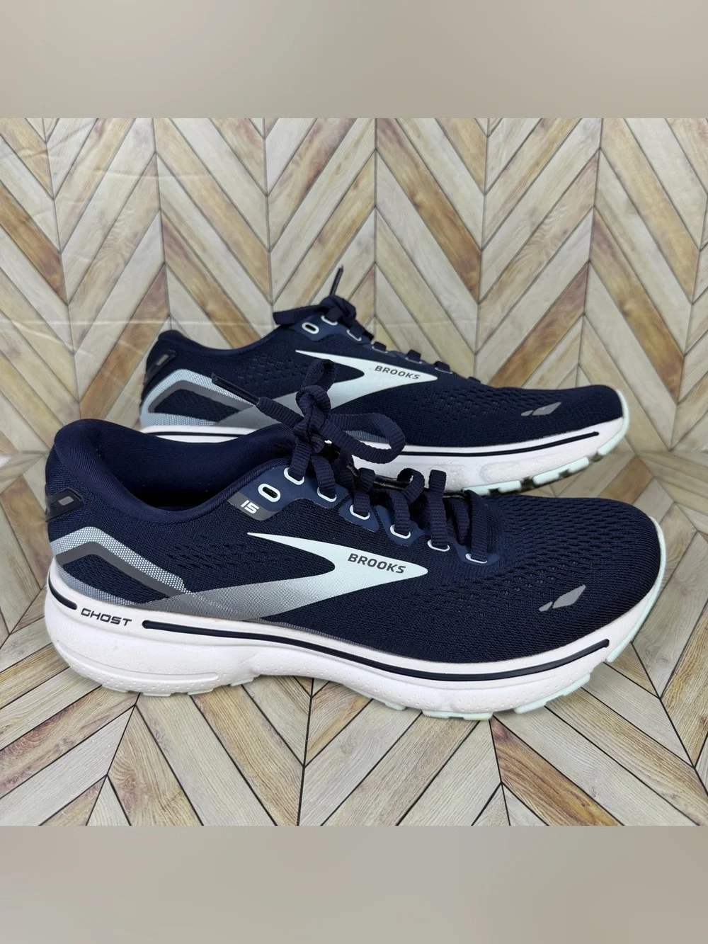 Women's Brooks Ghost 15 Navy Blue Running Shoes Sneakers Size 7 Medium B